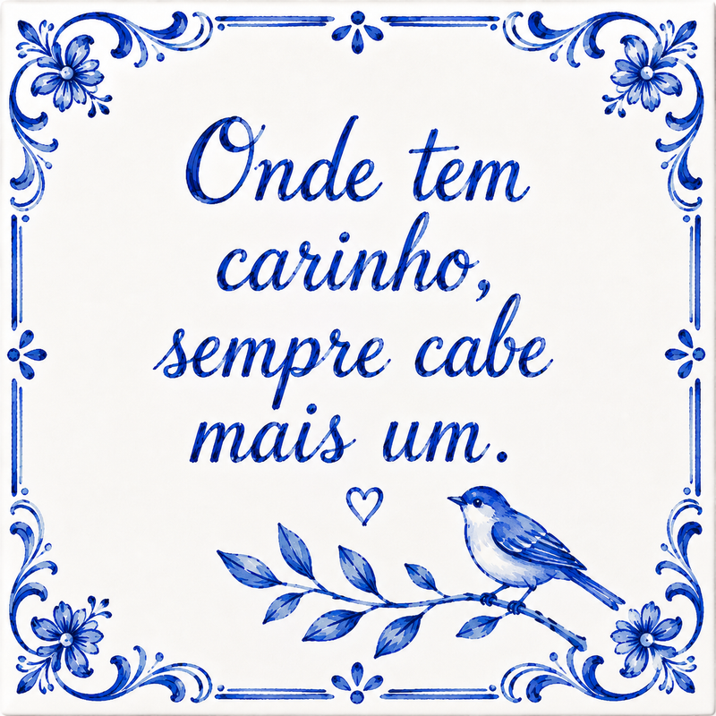 Azulejo Onde Tem Carinho Sempre Cabe Mais Um