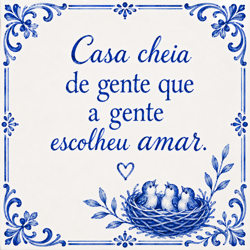 Azulejo Decorativo com Coração e Ninho