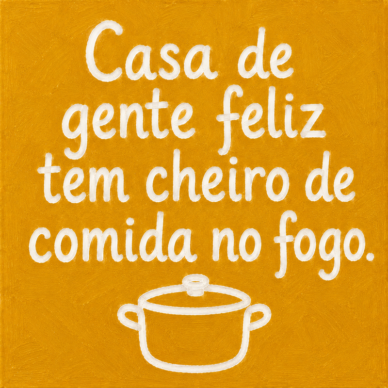 Azulejo Casa de Gente Feliz com Comida