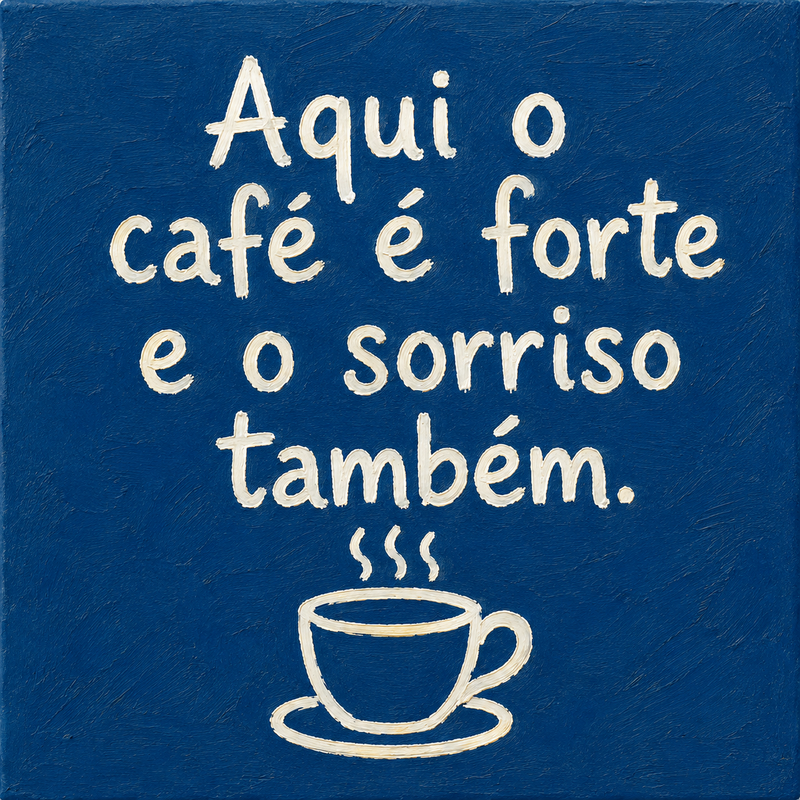 Azulejo Café Forte e Sorriso Acolhedor